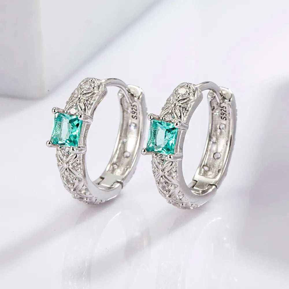 925 Sterling Silver Platinum Plated Hoop Earrings Versatile Women Jewellery