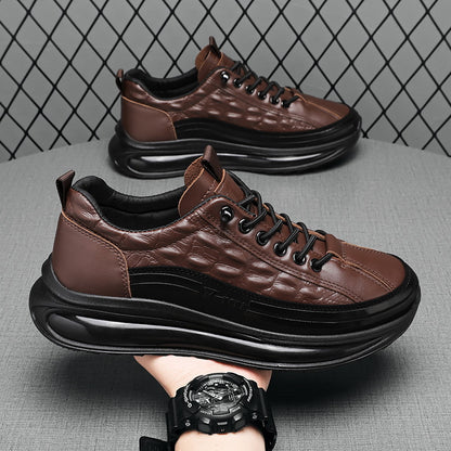 Men's Smart Casual Lightweight Thick-Soled Leather Shoes Stylish Footwear