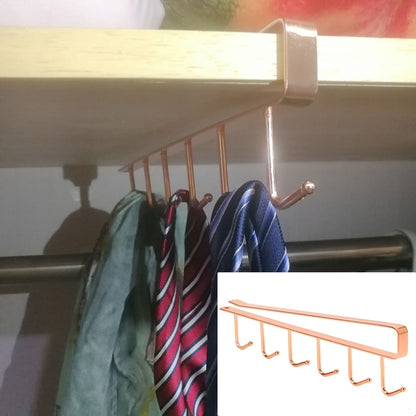 Over Shelf Hanging Rack 6 Hooks Iron Punch Free Install 26x6.5x2.2cm Single