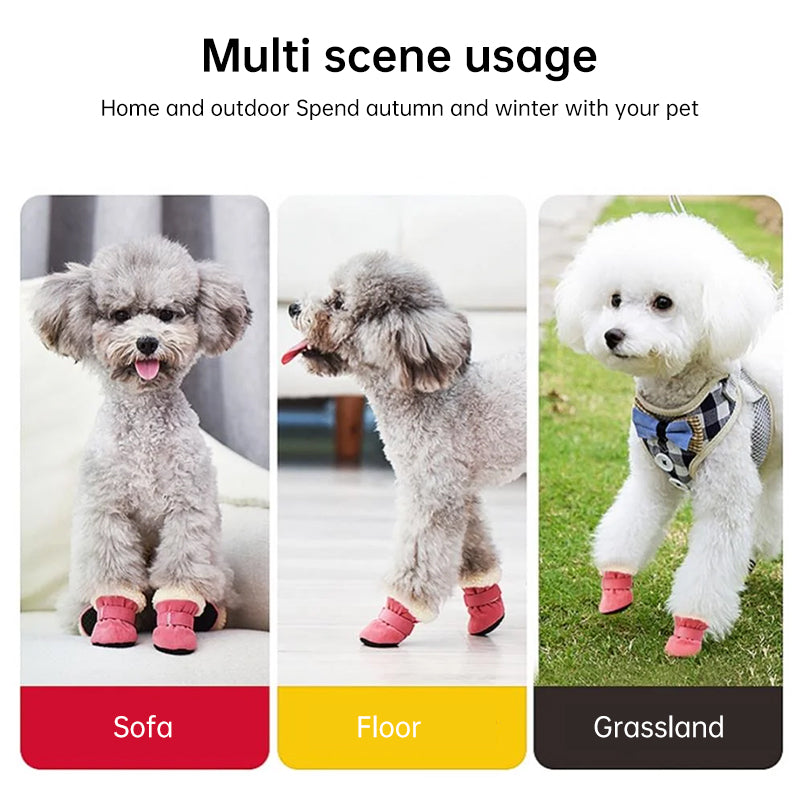 Small Dog Winter Footgear Water Resistant Traction Sole Paw Protective Boots