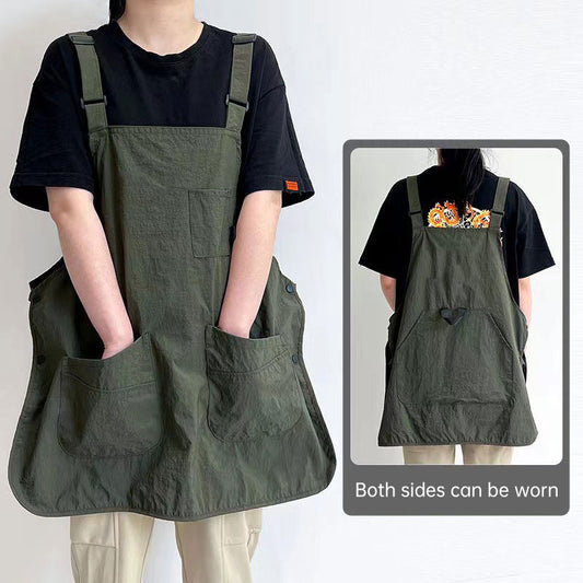 Unisex Waterproof Adjustable Double Sided Chef Apron Pure Colour Kitchen Wear