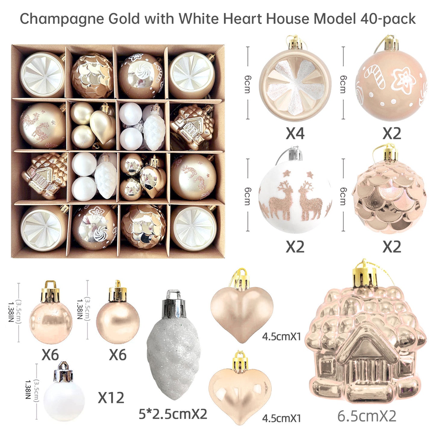 Christmas Tree Ornament Set Premium Bulk Pack Collection Assorted Designs Xmas
