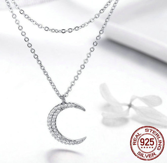 Starlight Moon S925 Silver Plated Elegant Adjustable Necklace Jewellery Piece