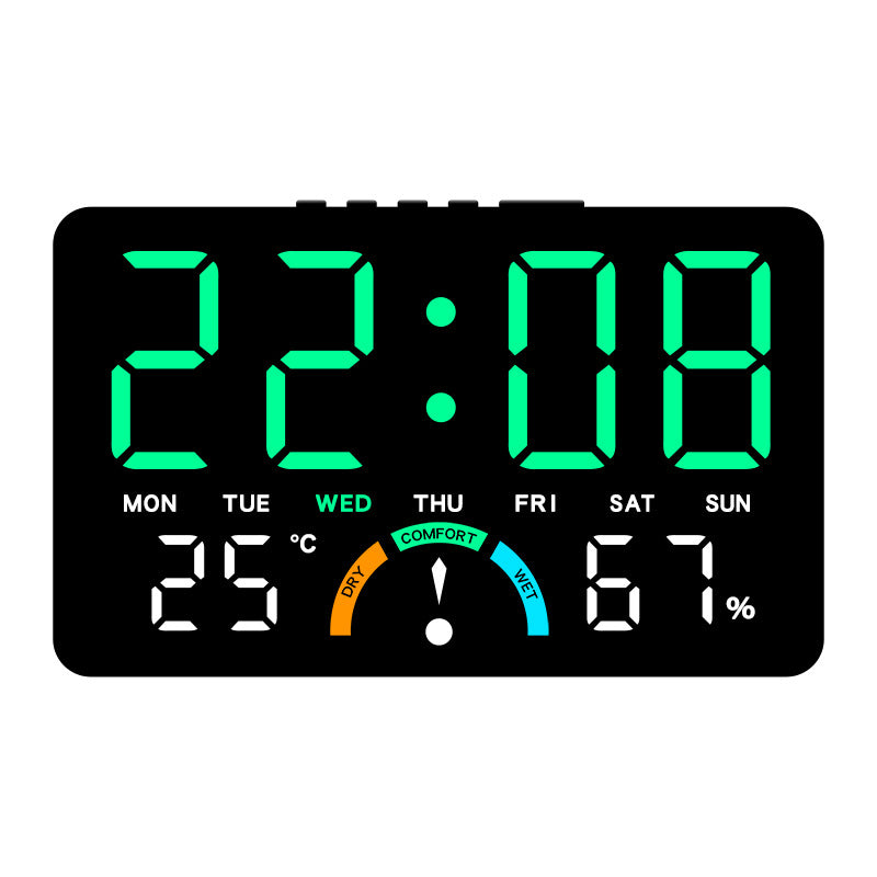 Digital Alarm Clock Temperature Humidity Display Dual Alarms LED Snooze Feature