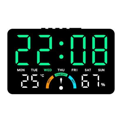 Digital Alarm Clock Temperature Humidity Display Dual Alarms LED Snooze Feature