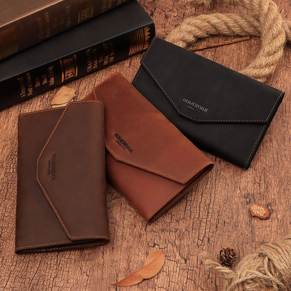 Men's Genuine Leather Travel Clutch Passport Wallet Document Holder Organizer