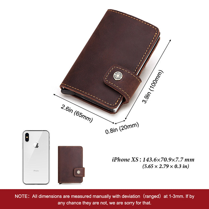 Leather Automatic Pop Up Aluminium Card Holder For Credit Cards Slim Wallet Rfid