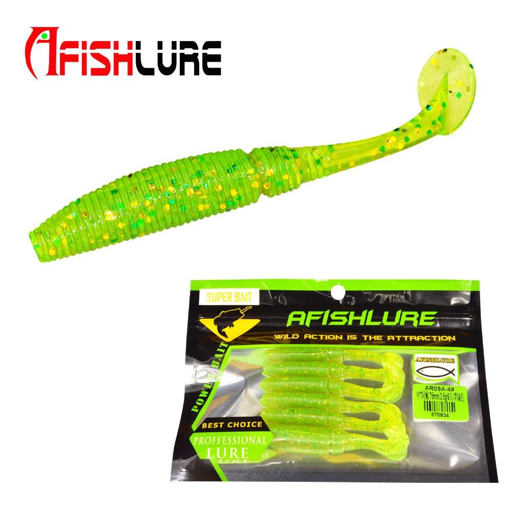 Soft Worm Paddle Tail Lure 6 Pack 75mm 3.2g Freshwater Bass Swimbait Fishing