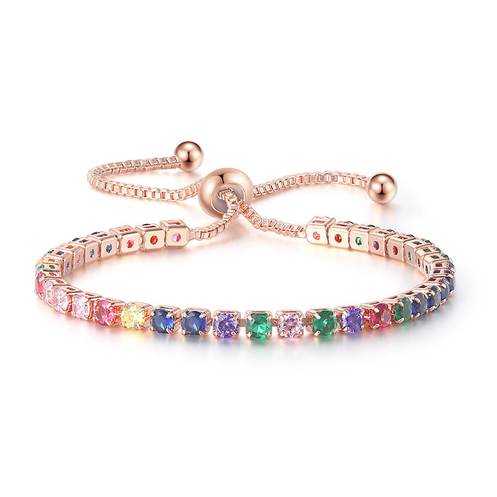 Elegant CZ Baguette Cut Crystal Adjustable Tennis Bracelet Women’s Diamond Crystals