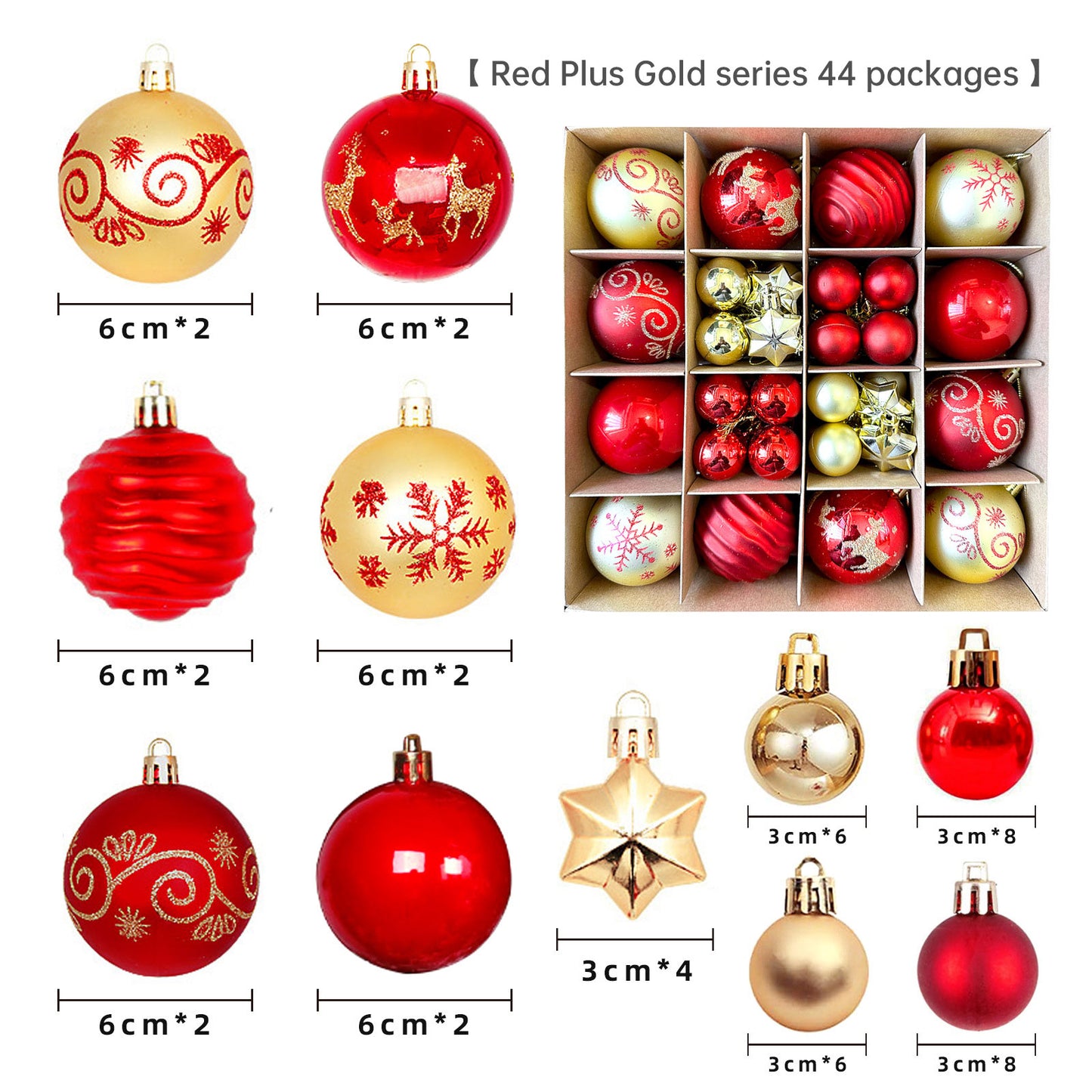 Christmas Tree Ornament Set Premium Bulk Pack Collection Assorted Designs Xmas