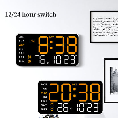 LED Digital Wall Clock with Temperature Indicator USB/Battery Powered Office Use