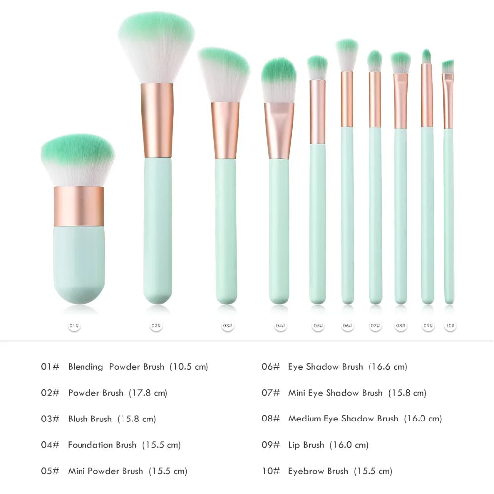 Professional Makeup Brush Kit 10 Piece Persian Wool Eye Shadow Foundation Tools