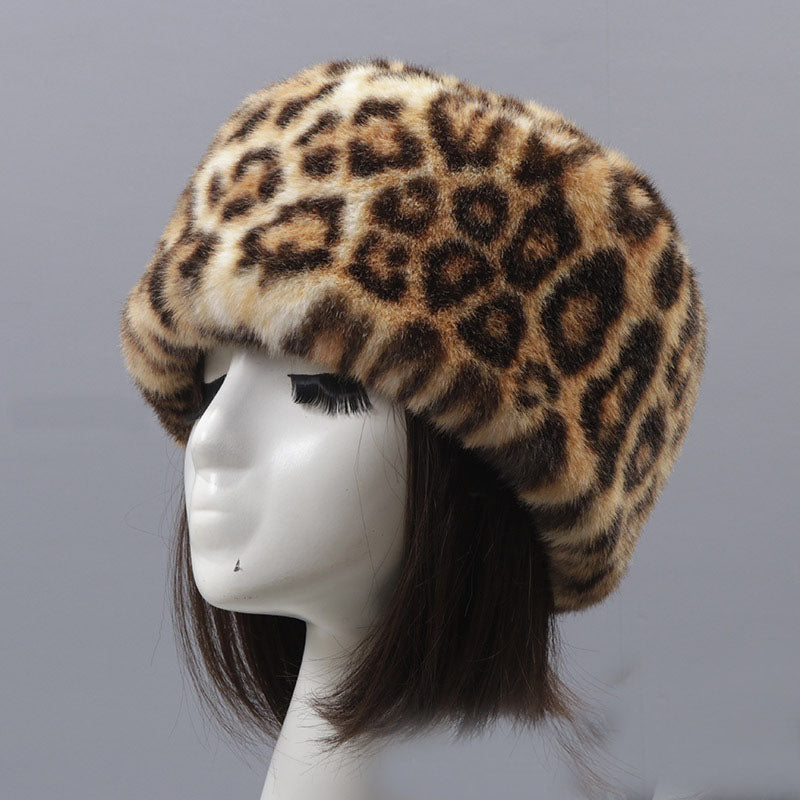 Winter Faux Fur Flat Top Hat Warm Brimless Acrylic Womens Hats Plush Russian