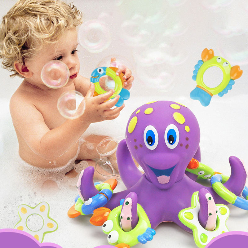 Octopus Bathing Toy Baby Ring Toss Game Bath Time Fun Educational Toy Puzzle