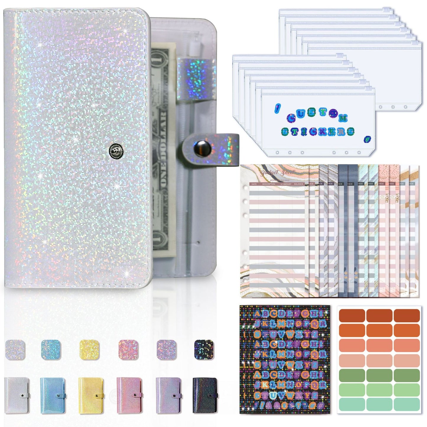 A6 Glitter Bookkeeping Notebook Budget Financial Planning Manual Accounts Book