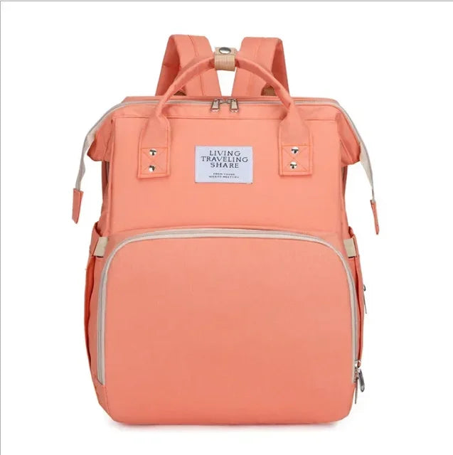 Baby Diaper Backpack Integrated Folding Crib Waterproof Spacious Travel Nappy Bag