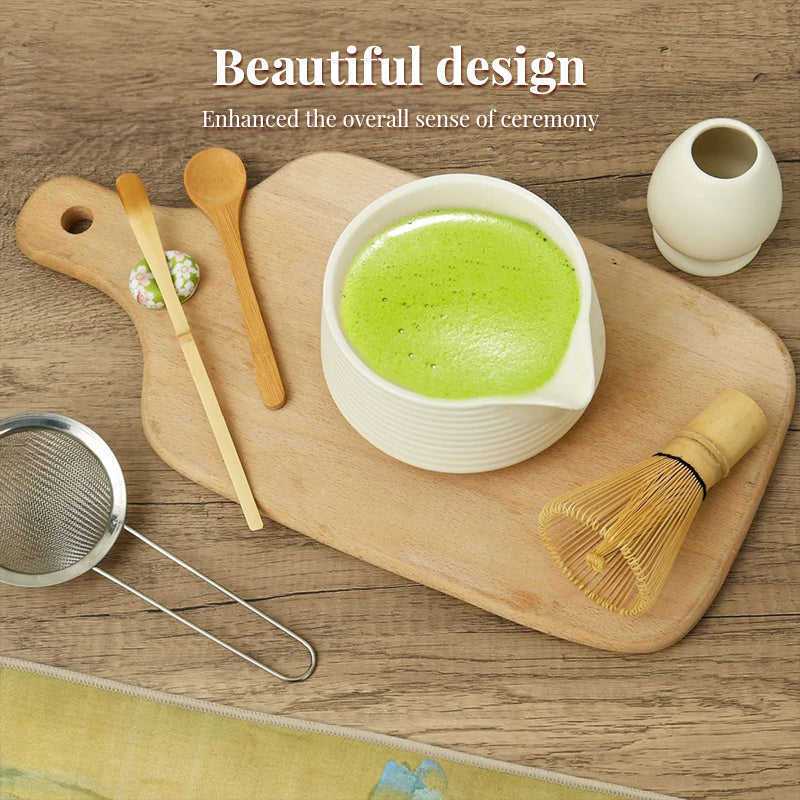 Authentic Matcha Tea Ceremony Set 8 Pieces Includes Ceramic Bowl Bamboo Tools