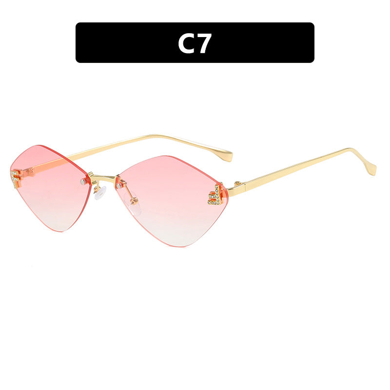 Diamond Shaped Frameless Sunglasses UV400 Scratch Resistant Lenses Sun Protection