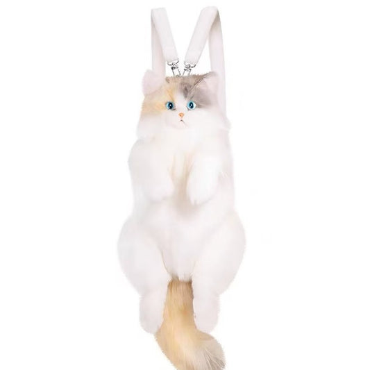 Adorable Plush Cat Backpack Soft 50cm Toy Bag with Pink or Blue Bib