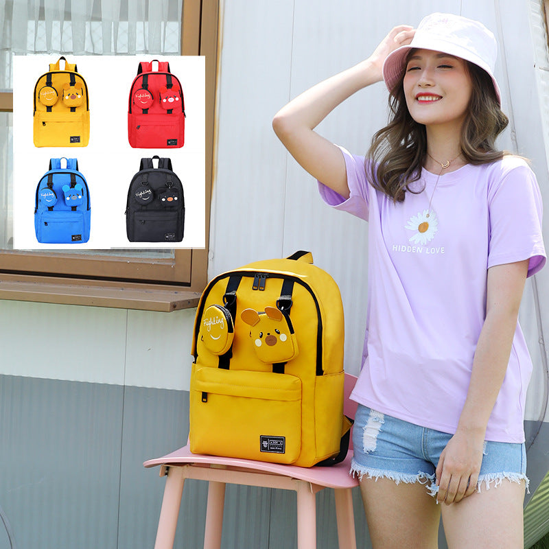 Junior High School Girl Oxford Backpack Lightweight Durable Spacious Zippered Pockets