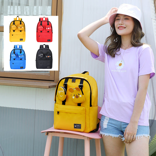 Junior High School Girl Oxford Backpack Lightweight Durable Spacious Zippered Pockets