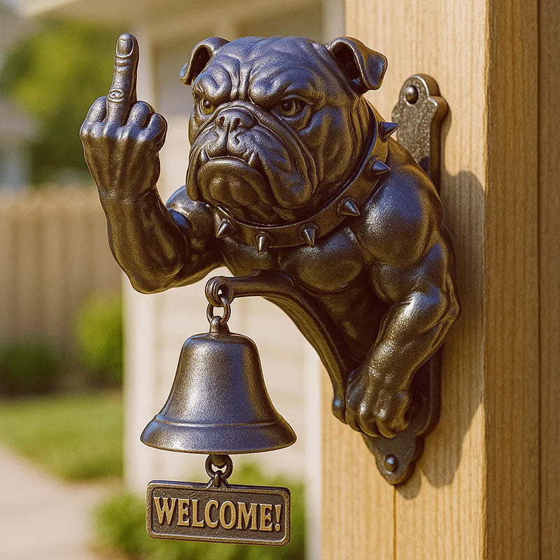 Antique Bulldog Dobermann Door Chime Wall Accessory Metal Merchant Signal Bell