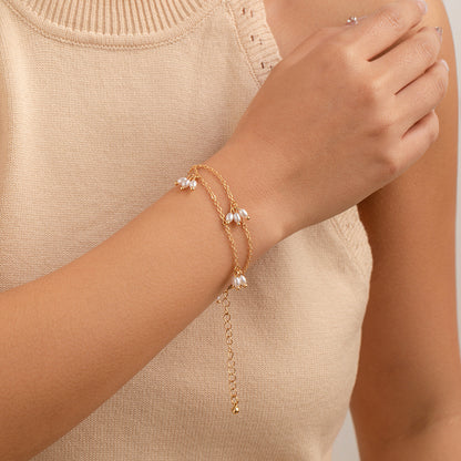 Pearl Dotted Backless Dress necklace Double Layer Earring Bracelet