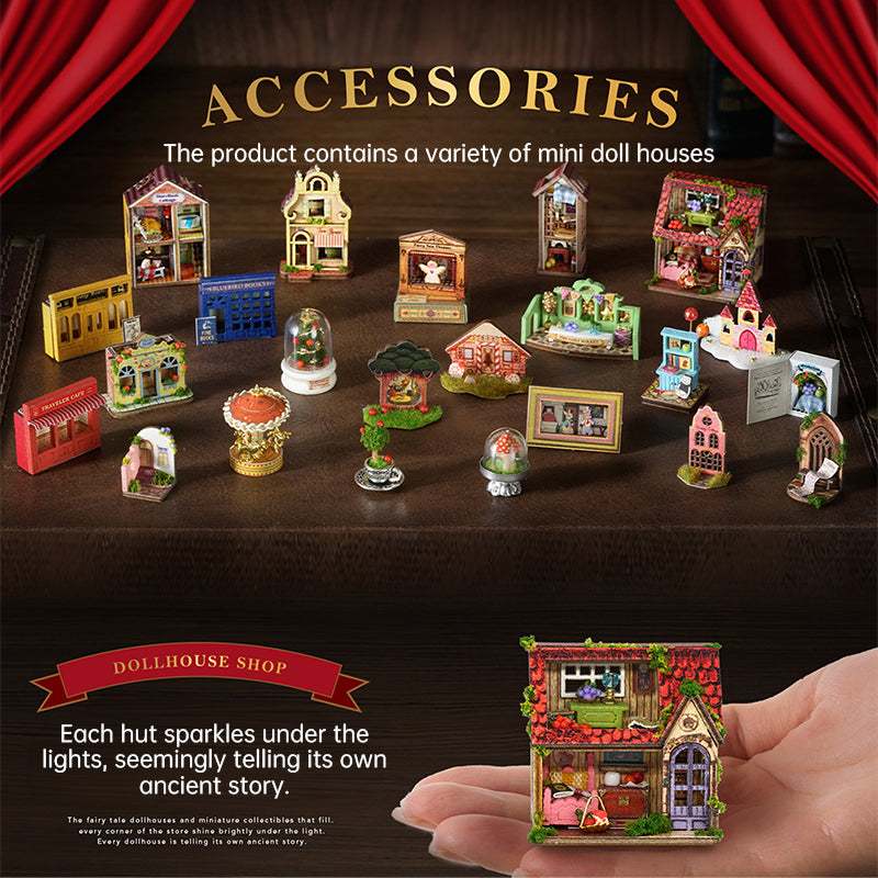 Miniature Wooden Fairy Tale Bookend Dollhouse Kit Craft Home Ornament Display