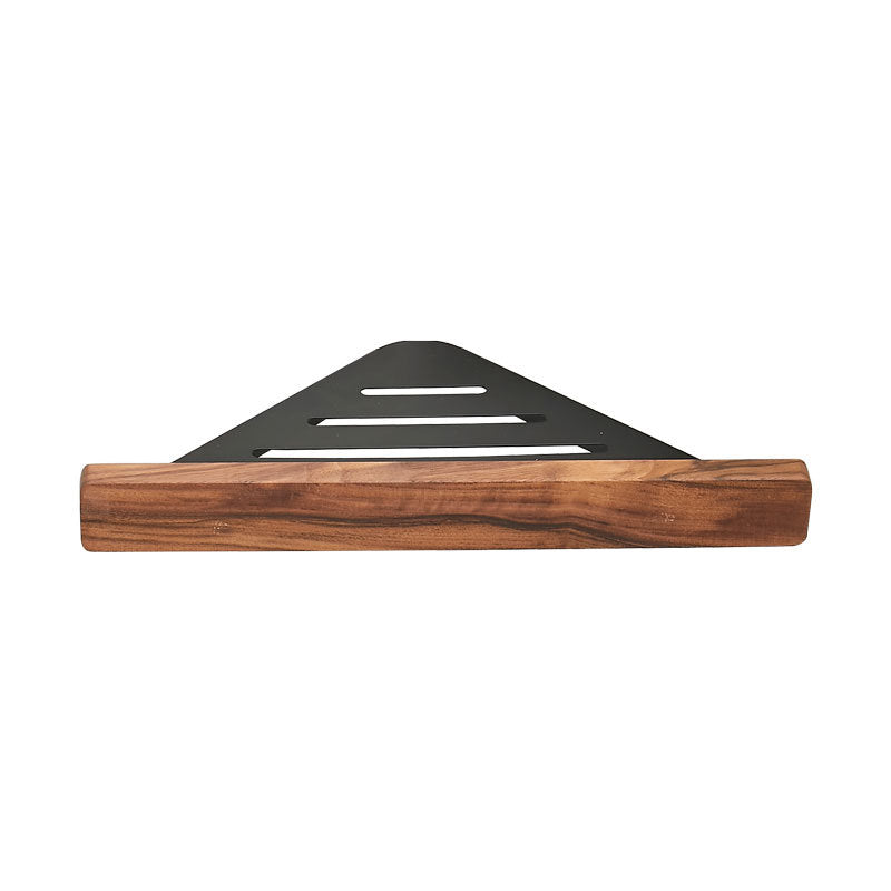Bathroom Corner Shelf Rack Wood Aluminium Right Angled Triangle 35cm Single