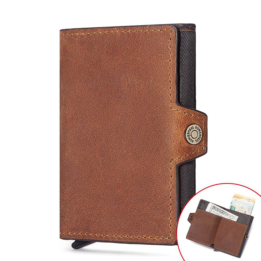 Men's Leather Card Holder Slim RFID Blocking Wallet Multiple Slots Secure Storage
