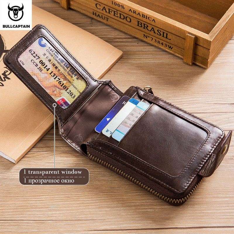 Men's RFID Leather Wallet Coin Purse Multiple Card Slots Secure Storage Holder