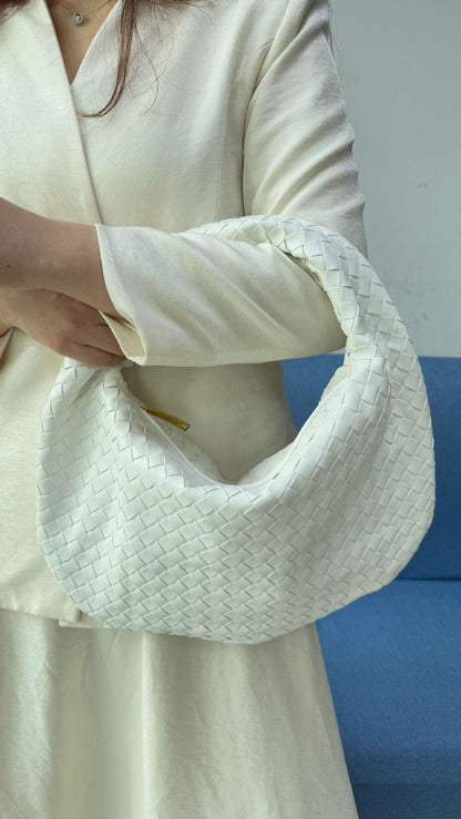 Women's Woven Tote Bag Faux Leather Spacious Lightweight Durable Zip Top Closure