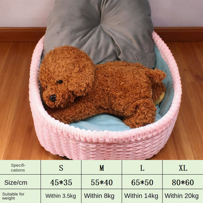 Winter Warm Half Enclosed Pet Dog House Plush Bed Mat Indoor Peaceful Sanctuary