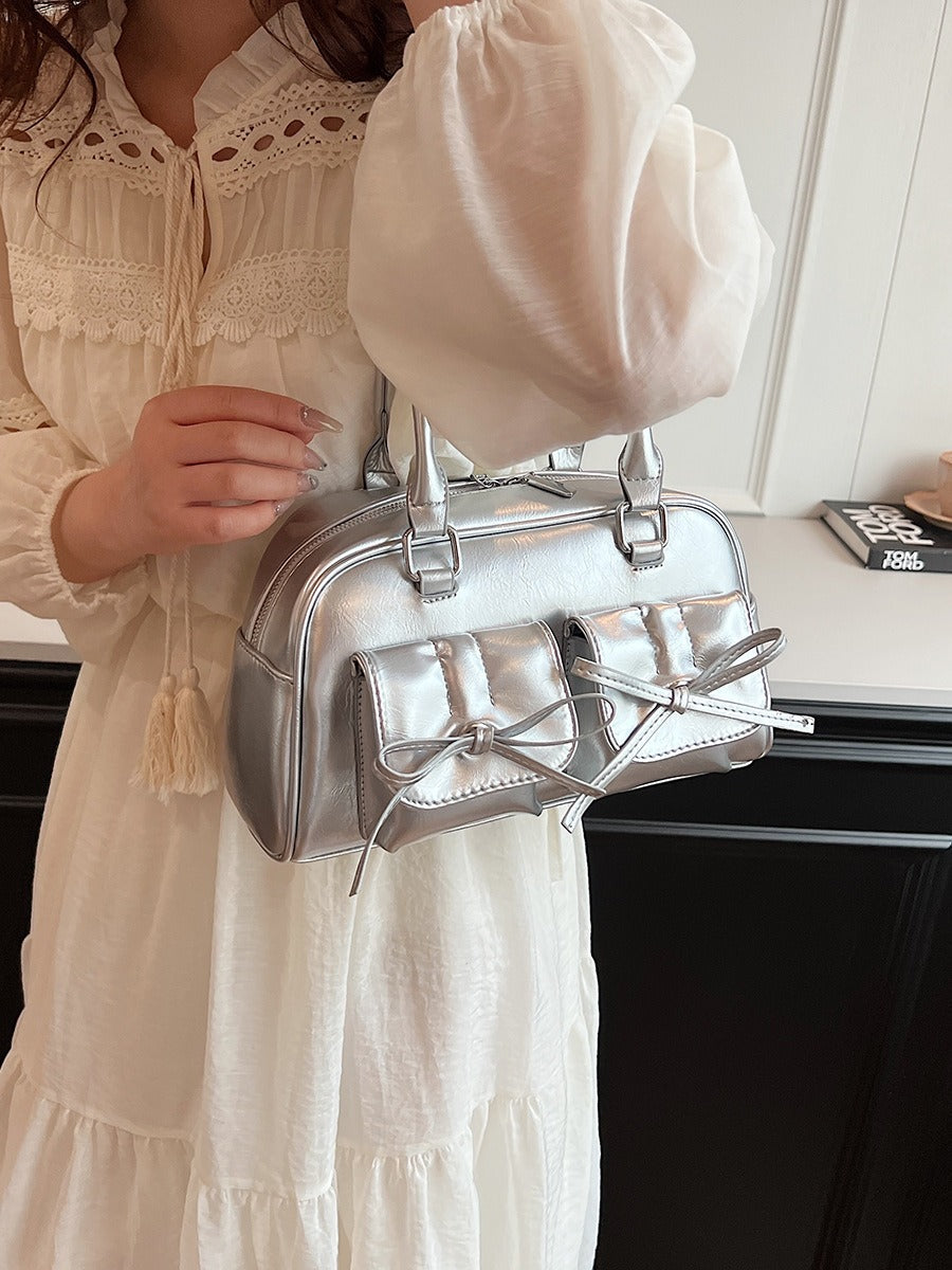 Women's Elegant Leather Handbag Bow Design Versatile Shoulder Bag Women
