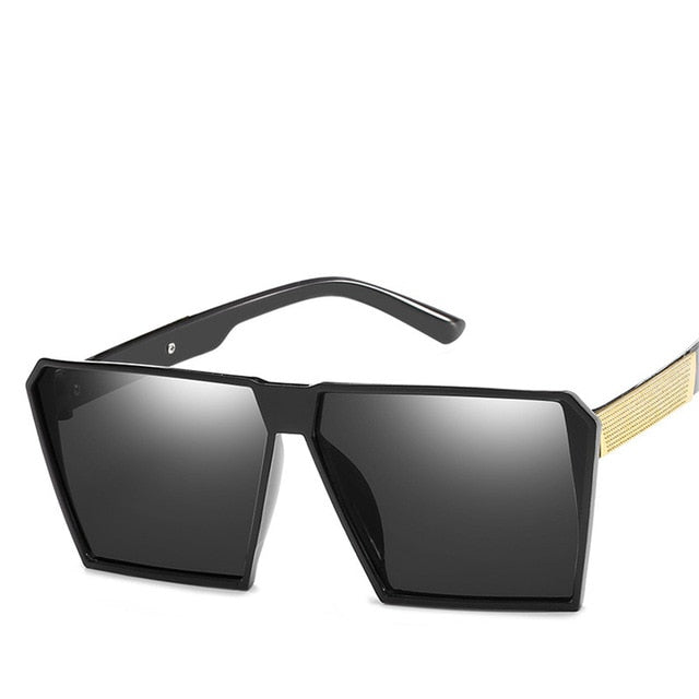 Unisex Reflective Oversized Square Sunglasses UV400 Full Coverage Lightweight