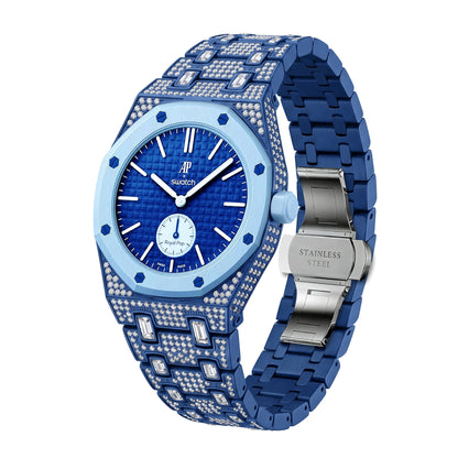 For AP x Swatch Royal Pop Collection Metal Crystal Rhinestone Strap 3 12 Crown
