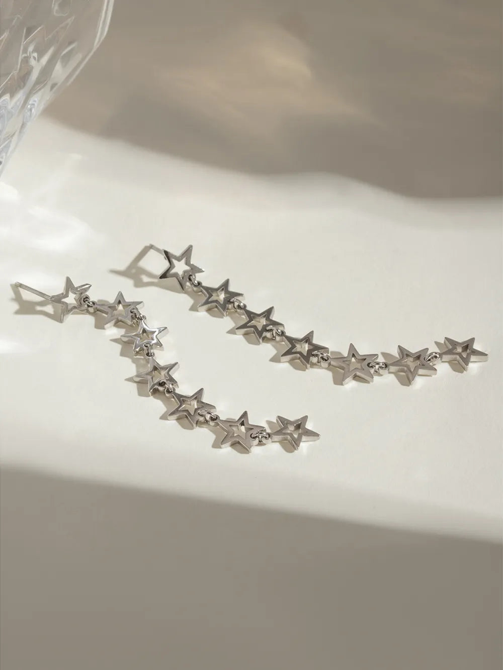 Stainless Steel Cutout Star Dangle Earrings Studs Gold Silver Plated Jewellery