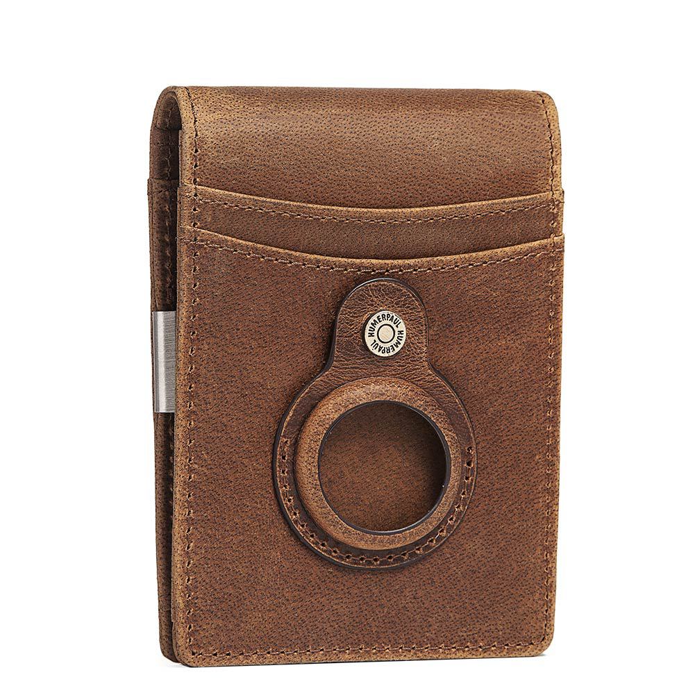 Men's Leather Wallet RFID Blocking Slim For Airtag Slot Secure Credit Card Holder