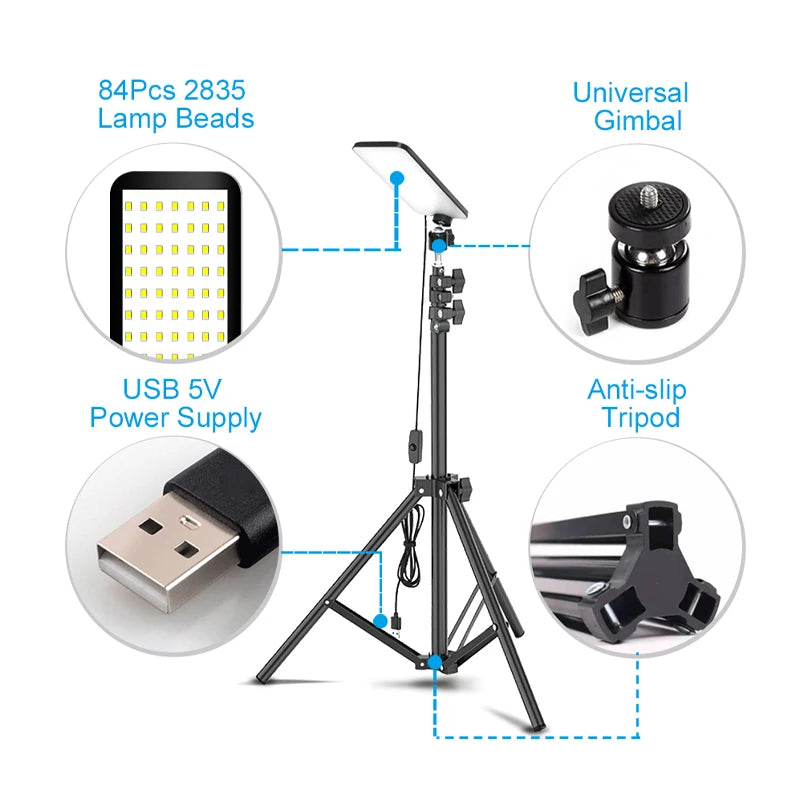 Adjustable LED Camping Light Tripod USB Rechargeable Outdoor Lighting Solution
