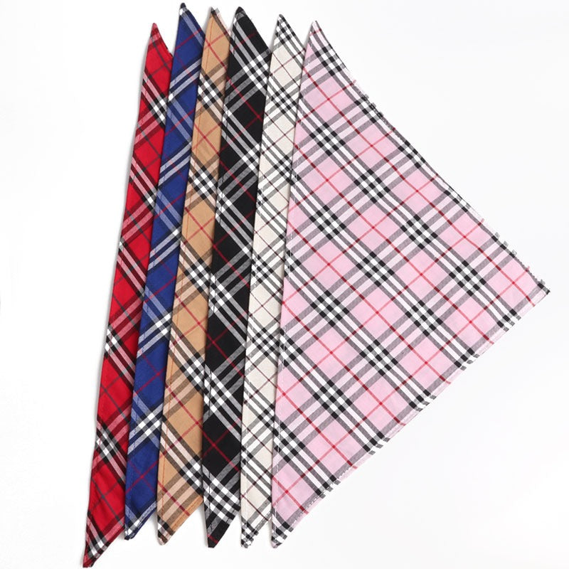 Plaid Dog Bandana Double Layer Pet Scarf Soft Cloth Material Accessories Pets