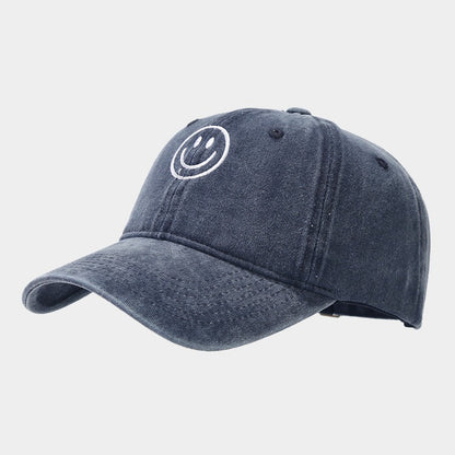 Unisex Cotton Blend Washed Baseball Cap Smiley Design Adjustable Fit Men's