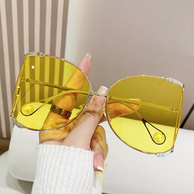 Round Frame Oversized Sunglasses UV400 Protection Stylish Sunwear Eye Protection