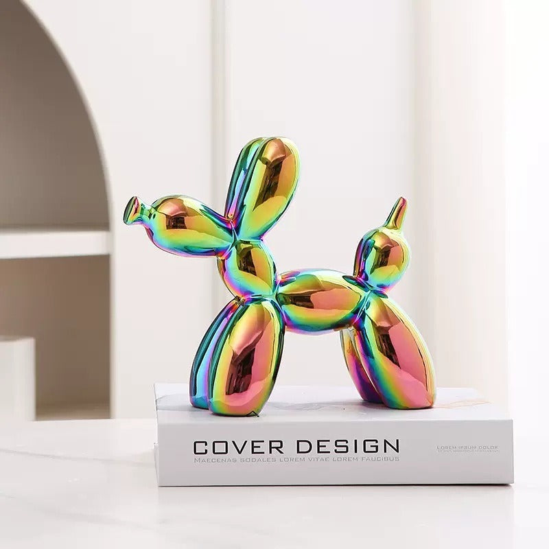 Ceramic Balloon Dog Figurine Decorative Sculpture L20cm H18cm Multiple Colours
