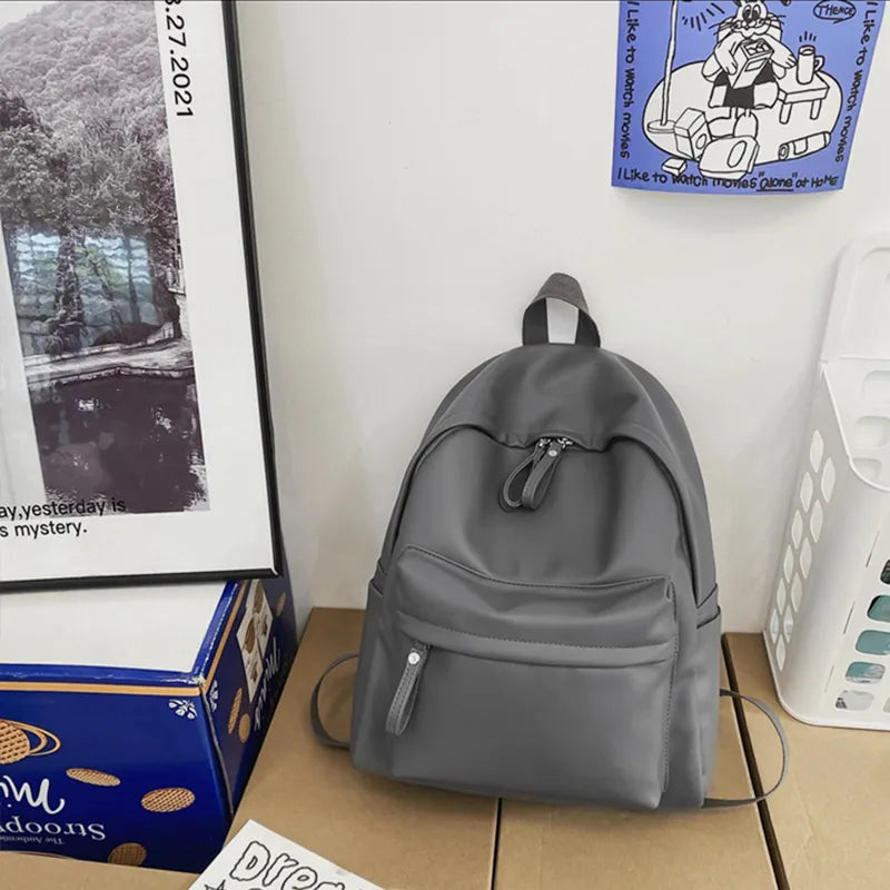 Faux Leather Backpack Zip Closure Adjustable Shoulder Straps Durable Spacious