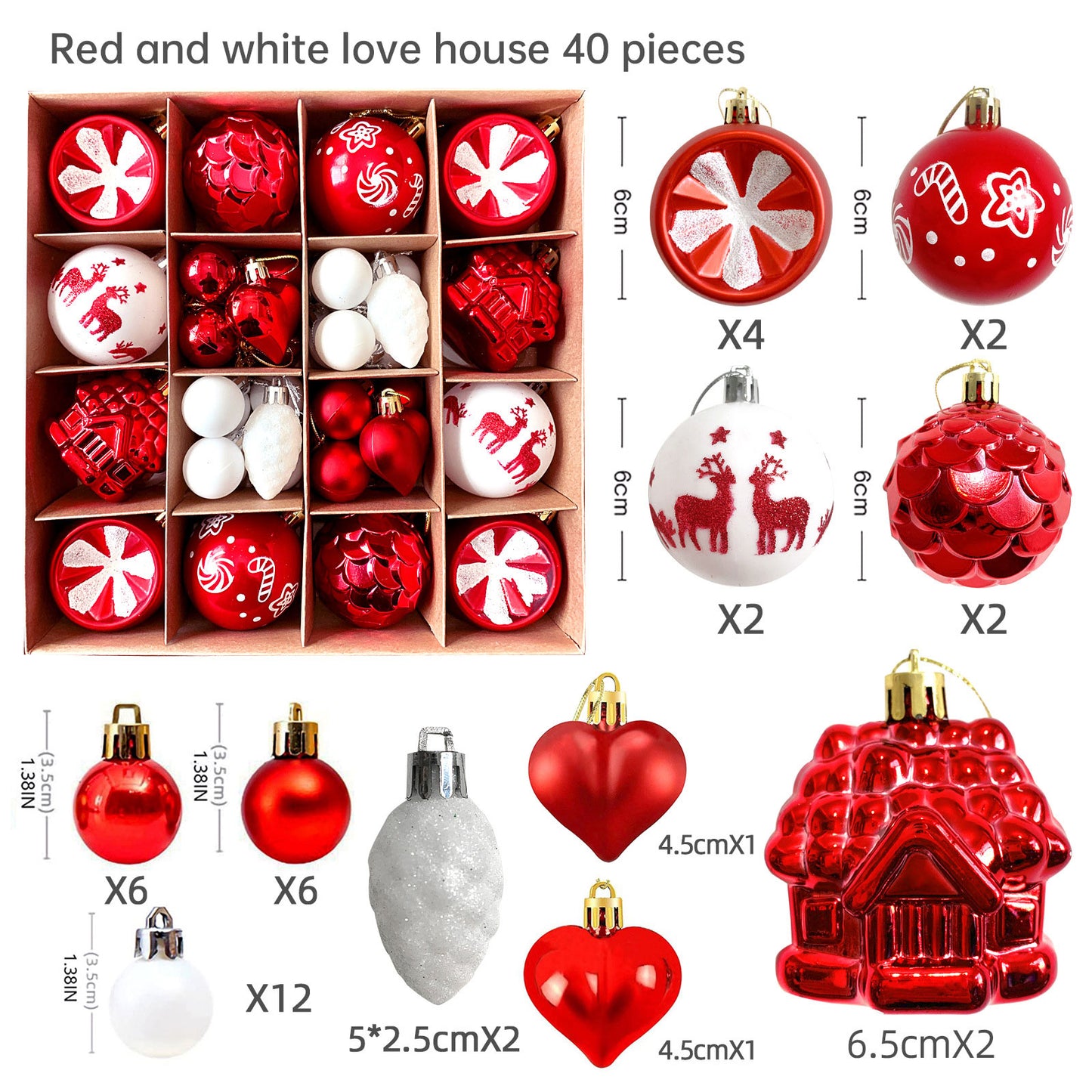 Christmas Tree Ornament Set Premium Bulk Pack Collection Assorted Designs Xmas