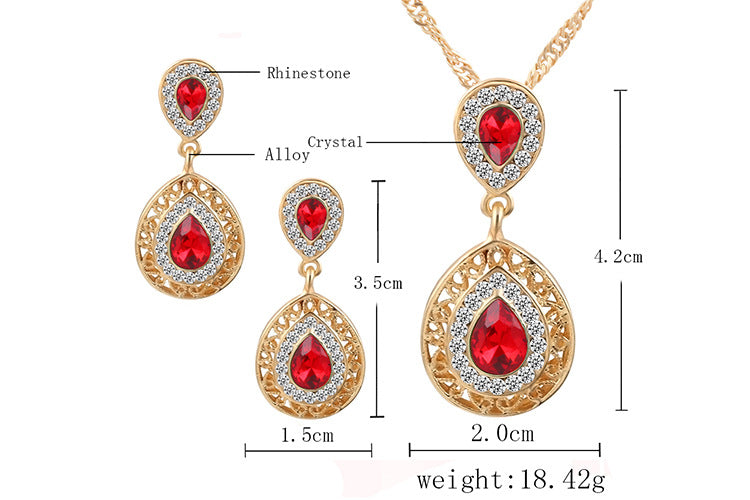 Gold Plated Austrian Crystal Necklace Earring Set Jewellery