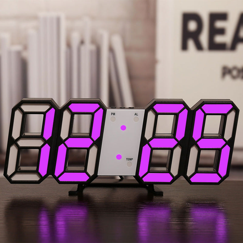 3D LED Digital Alarm Clock USB Charging 12/24 Hour Format Office Bedroom Kitchen