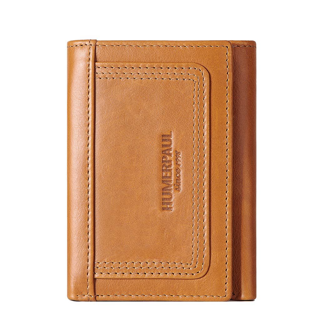 RFID Leather Wallet Men Coin Purse Zipper Multi Card Holder Secure Pocket Storage