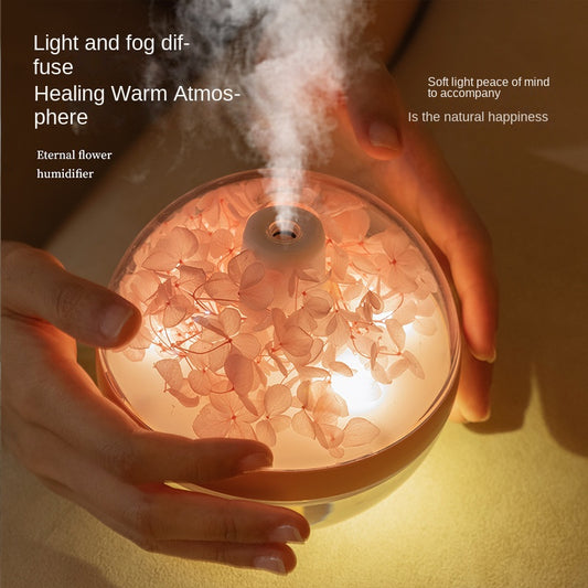 Eternal Flower Humidifier with Soft Light, Wireless Hydration Device, 270ml Water Tank