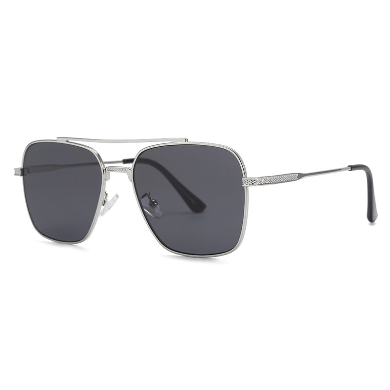 Men's Retro Double Beam Metallic Sunglasses UV400 Full Sun Protection Eyewear
